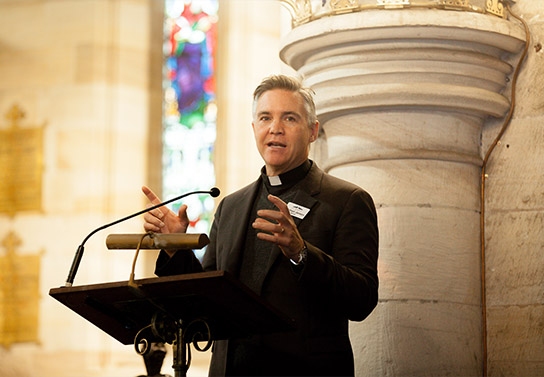 Michael Jensen preaching a sermon
